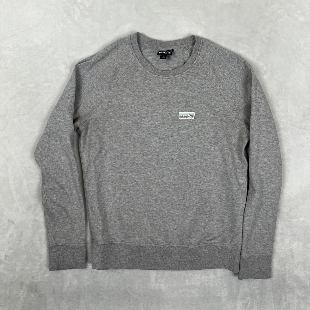 Patagonia Sweatshirt Womens S Gray Organic Cotton Crewneck Logo Patch Pullover